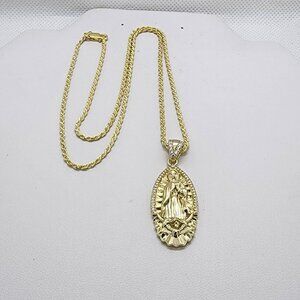 Brand New Sterling Silver 925 Virgen De Guadalupe Necklace